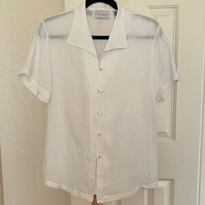 Vintage Irish Linen - Edward Women's White Button Down Shirt